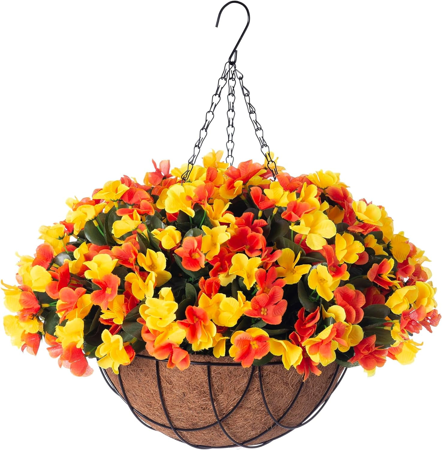 Artificial Hanging Flowers with 12" Basket Outdoor Spring Summer Decor ...
