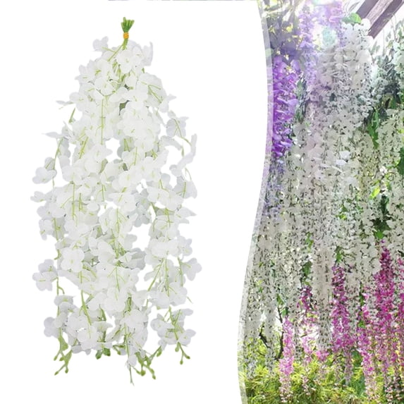 Artificial Hanging Flowers, 23.62 Inch Violet Trailing Vine Wall Hanging Vine, Fake Hanging Plants, UV Resistant No Fade Realistic Flowers, Faux Trailing Flowers for Hanging Basket, Window Box
