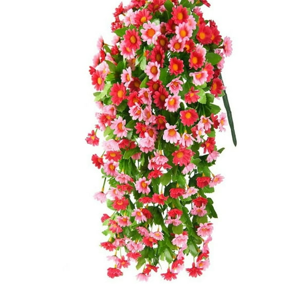 Artificial Hanging Flowers, Artificial Mums Hanging Bouquet - Faux Flower Garland for Outdoor Wall, Spring Wedding, Garden Decor
