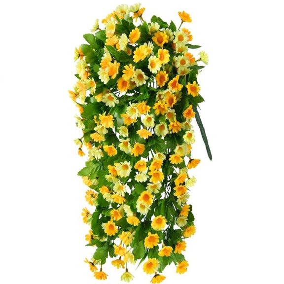 Artificial Hanging Flowers, Artificial Mums Hanging Bouquet - Faux Flower Garland for Outdoor Wall, Spring Wedding, Garden Decor