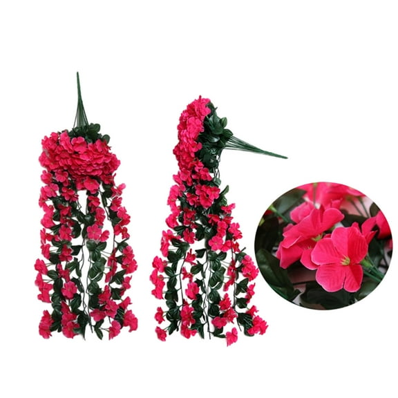 Artificial Hanging Flowers with Basket,Fake Silk Flower Arrangements,5 Pack Chrysanthemum Flowers with 12 inch Coconut Lining Basket for Patio Garden Porch Deck Decoration(Hot Pink)