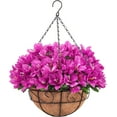 thumbnail image 1 of Artificial Hanging Flowers with Basket, Fake Silk Hanging Flowers in Coconut Lining Basket Faux Hanging Plants for Outdoor Indoor Spring Garden Porch Patio Balcony Home Decor, White, 1 of 6