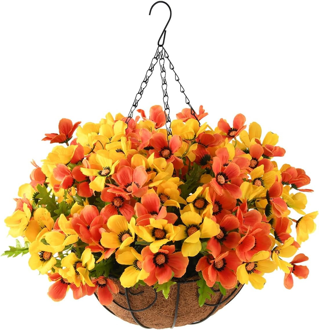 Artificial Hanging Flowers in Basket for Patio Garden Decor,12 inch ...