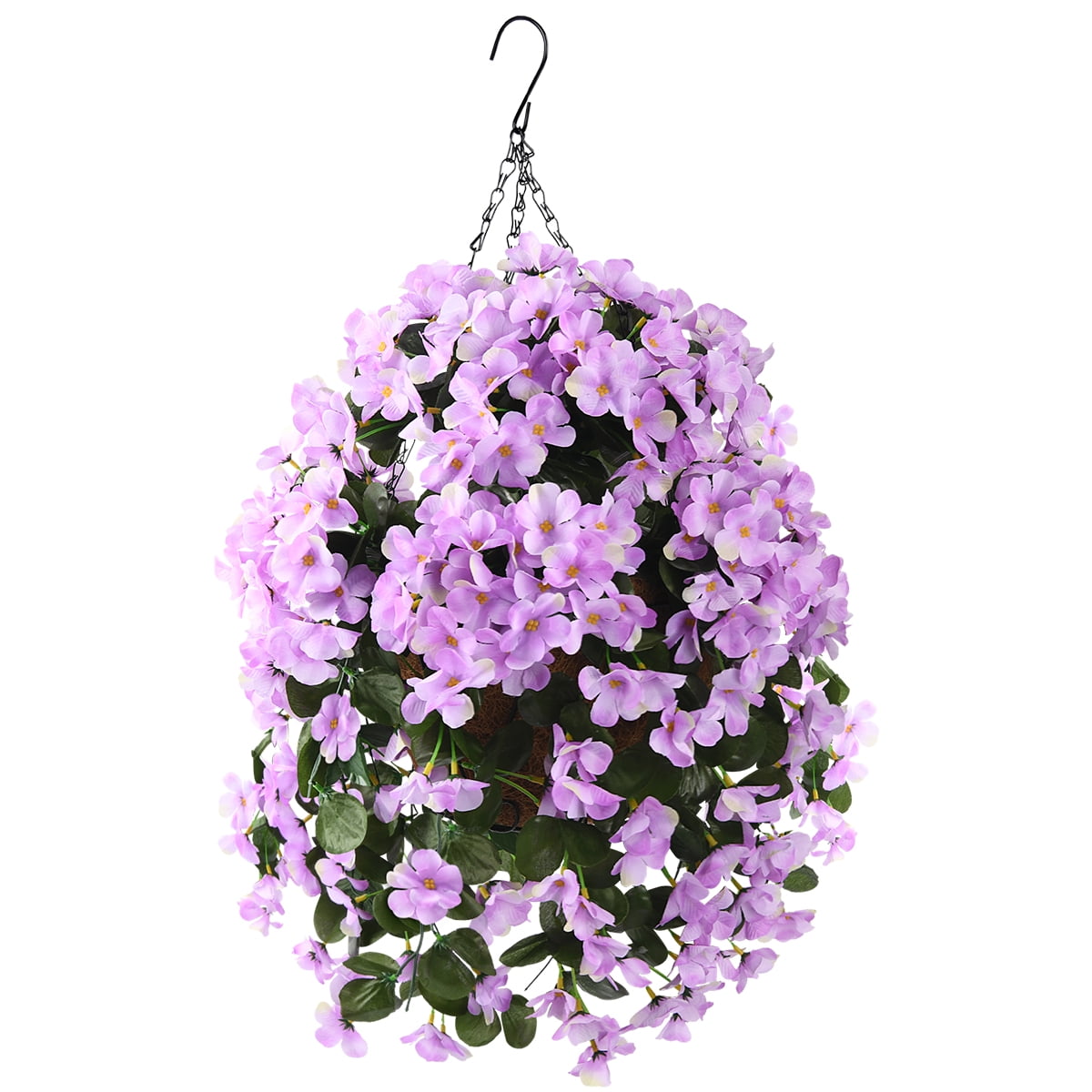 Homsunny 21.6 in Coconut Lining Hanging Planters with 4 Pieces Artificial Begonias