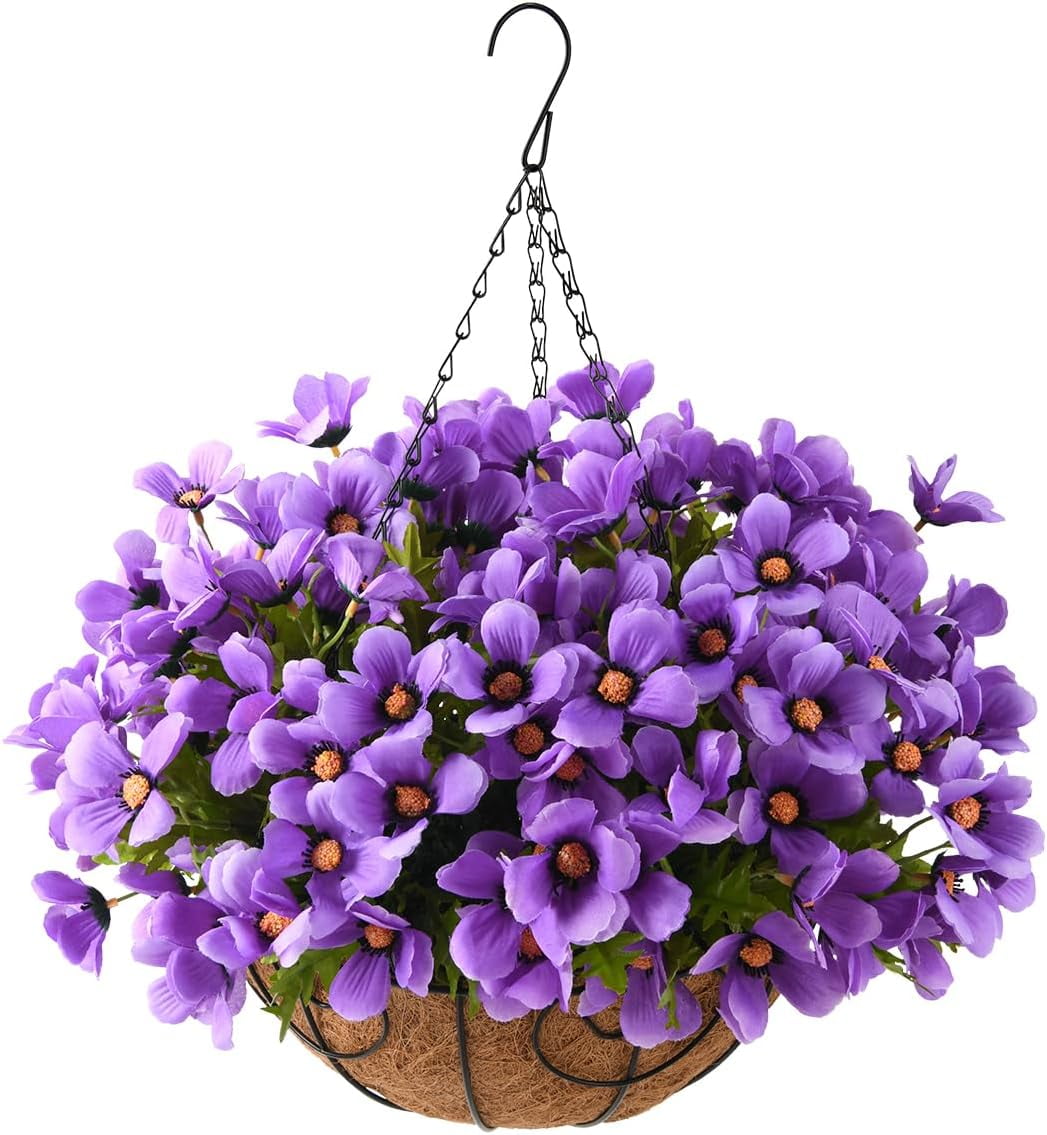 Artificial Hanging Flowers in Basket for Patio Lawn Garden Decor,12 ...