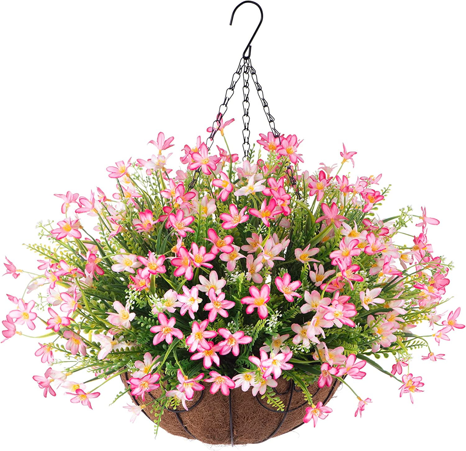 Artificial Hanging Flowers with Basket, Artificial Violets Arrangement