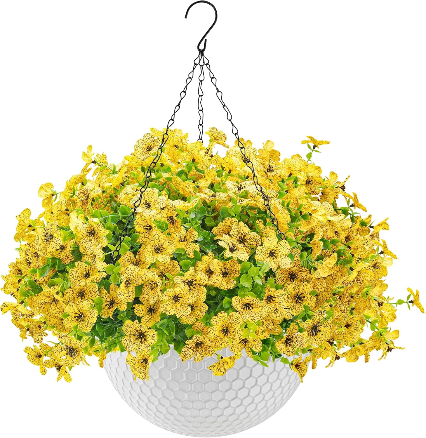 Artificial Hanging Flowers Basket for Faux Plants Outdoor Spring Summer ...