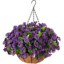 Artificial Hanging Flowers Basket for Faux Plants Outdoor Spring Summer Decoration UV Resistant Fake Flowers for Patio Balcony Farmhouse Decor