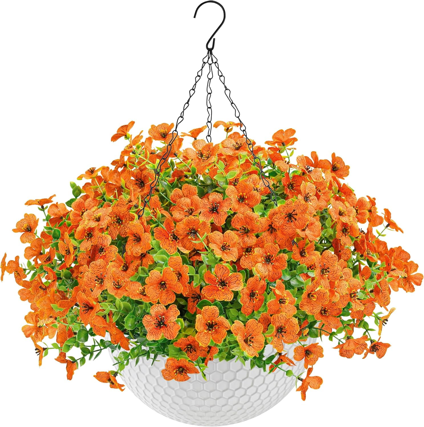 Artificial Hanging Flowers Basket for Faux Plants Outdoor Spring Summer ...