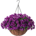 thumbnail image 1 of Artificial Hanging Flowers Basket for Outdoors Fake Hanging Plants Spring Summer Decoration UV Resistant for Garden Front Porch Patio Balcony Decor, 1 of 6