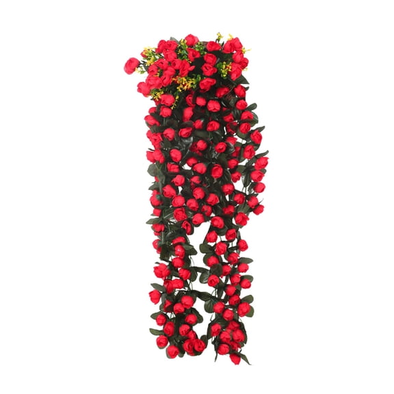 Artificial Hanging Flowers Fake Hanging Plant Faux Roses Greenery Vine Outdoor UV Resistant Plastic Plants Home Garden Wedding Party Indoor Outdoor Decorations, 37"