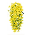 thumbnail image 1 of Artificial Hanging Flowers Fake Plants Outdoor, 1 Pc Silk Morning Glory Faux Flowers with Eucalyptus Leaf, UV Resistant Realistic Hanging Petunias Plants for Home Garden Decor, 29.5 Inch, Yellow, 1 of 5