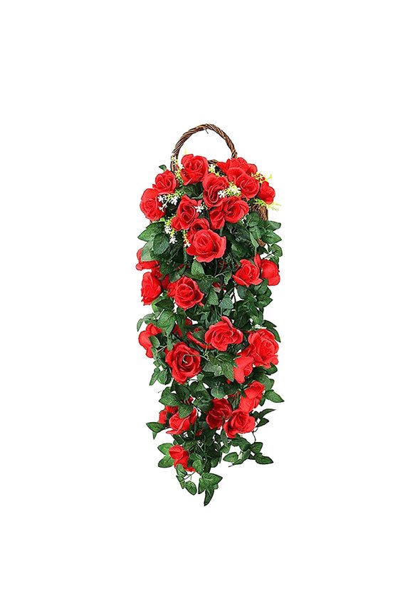 Artificial Hanging Flowers Fake Rose Flower Vine Plants Basket Decoration for Home Room Garden Wedding Indoor Outdoor Decor