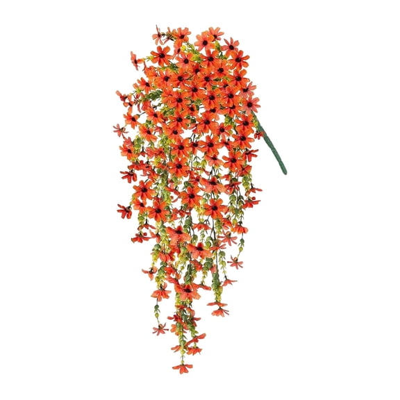 Artificial Hanging Flowers，Faux Silk Daisy Flowers UV Resistant Realistic Fake Hanging Plants for Home Indoor Planter Porch Garden Yard Orange