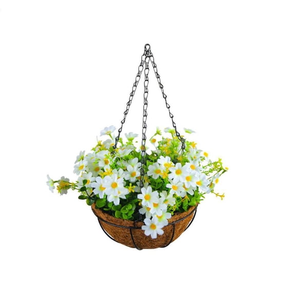NEW_Artificial Hanging Flowers In Basket Silk Daisy Fake Flower Chain Hanging Bas бχ R8R2