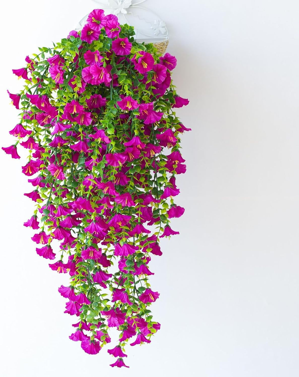 Artificial Hanging Flowers Outdoor Vines with Eucalyptus Leaves Fake Plants UV Resistant Silk Morning Glory for Garden Porch Yard 30" (Recommended 2PCS or 4PCS)