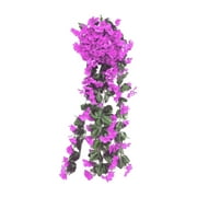 Artificial Hanging Flowers for Outdoor, Violet Flower Hanging Plant for Outdoor Home Wedding Garden Yard Hanging Baskets Wisteria Garland Decoration(Purple)