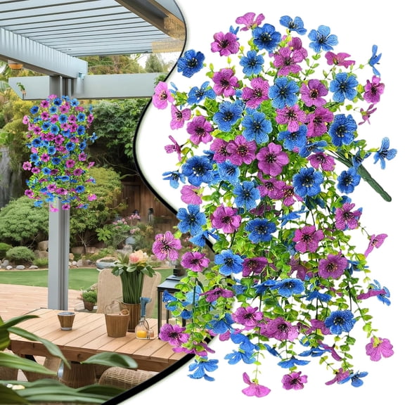 Artificial Hanging Flowers for Outdoors, Artificial Fake Flowers Fall Decor, anging Faux Flower Fall Decorations for Home, Artificial Flowers Bouquet for Front Door, Porch, Room Decor
