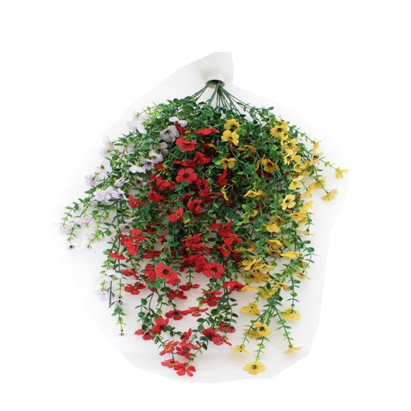 Artificial Hanging Flowers for Outdoors Faux Plants for Spring Summer Decoration,4 Bundles UV Resistant Realistic Silk Violet Flowers Indoor Outside Garden Porch Patio Balcony Yard Farmhouse