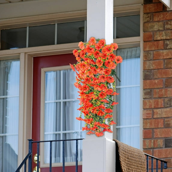 Artificial Hanging Flowers for Outdoors No-Water Trumpet Vine Garland, 1 Pack 30 Inch Silk Morning Glory Artificial Flowers No-Maintenance Wall Door Ceiling Decor Draping & Door Frames Wedding