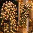 thumbnail image 1 of Artificial Hanging Flowers for Outdoors, Solar LED Fake Hanging Plants, No Fade Morning Glory Faux Flowers for Porch, Railings, Patio and Garden Decor, 1 of 13