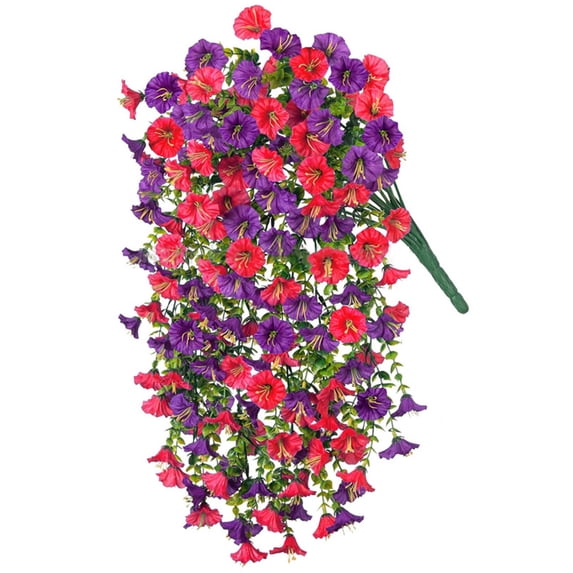 Artificial Hanging Flowers for Outdoors Spring Summer Faux Flowers UV Resistant Fake Plants Eucalyptus Realistic for Outside Home Indoor Planter Porch Garden Yard Decor
