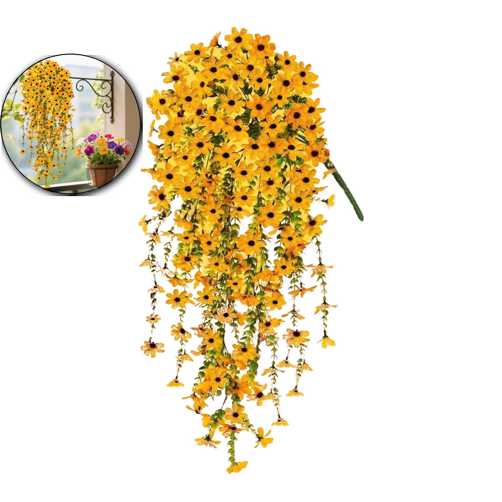 Artificial Hanging Flowers for Outdoors Spring Summer Faux Silk Daisy ...