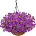 thumbnail image 1 of Artificial Hanging Flowers for Outdoors, UV Resistant Fake Flowers with Hanging Baskets, Artificial Flowers for Decoration Outdoors Garden, Spring Decor for Patio Porch (With Basket), 1 of 9