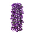 thumbnail image 1 of Artificial Hanging Flowers for Outdoors, UV Resistant Morning Glory Flowers with Eucalyptus Leaves Realistic Faux Plants for Home Patio Porch Garden Decor A Purple, 1 of 7