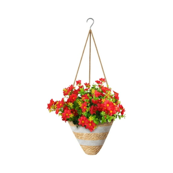 Artificial Hanging Flowers Outdoors with Basket Hanging Planters Fake Mums Faux Silk Flower Fake Plants for Patio Garden Porch Fall Decor