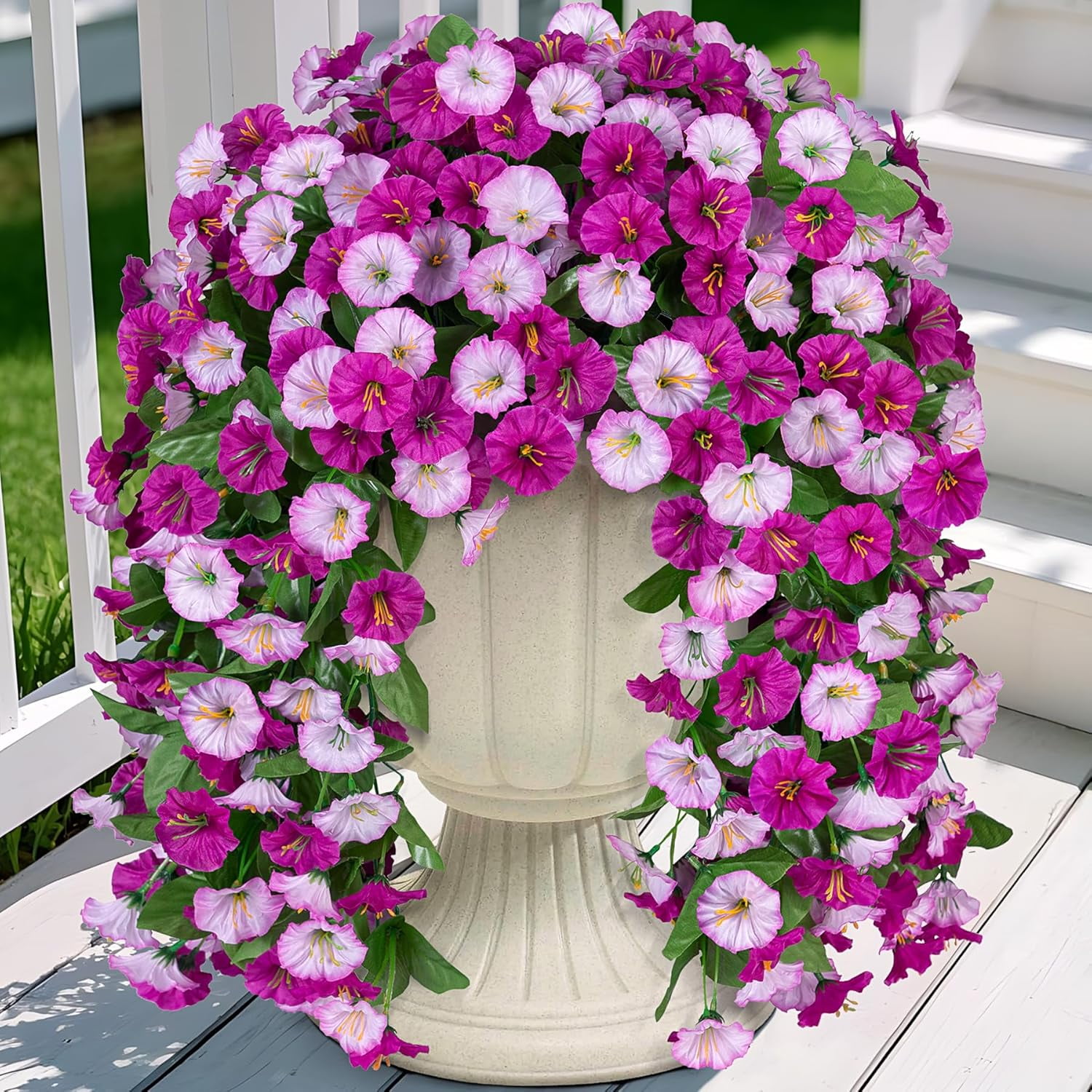 Artificial Hanging Flowers Plants for Outdoor Decor,2PCS Fake Plastic ...