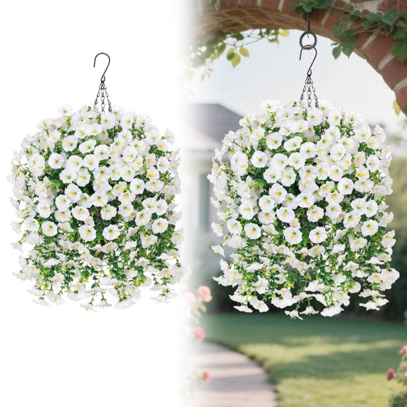 Artificial Hanging Flowers Plants for Outdoor Fall Decoration, 1PCS Faux Silk Daisy UV Resistant Look Real for Outside Home Indoor Planter Porch Window Yard Mums Autumn Decor