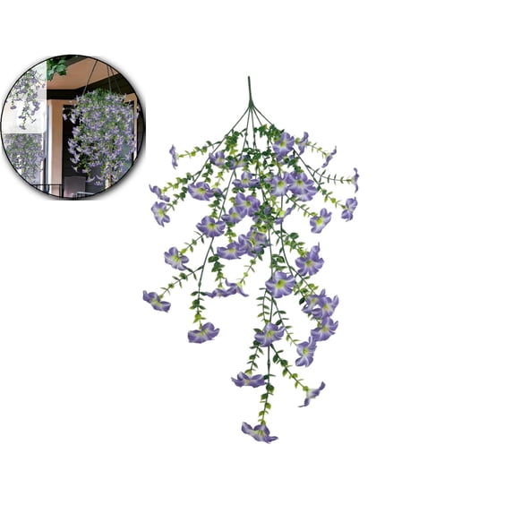 Artificial Hanging Flowers – UV Resistant Fake Morning Glory Vine Faux Plants for Porch, Patio, Balcony, Garden, Indoor & Outdoor Decor