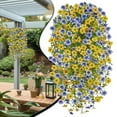 thumbnail image 1 of Artificial Hanging Flowers, UV Resistant Plants for Outdoor Decor, Faux Flowers for Planters,Cascading Plants, Faux Floral Stems for Porch, Blue + Yellow, 1 of 9