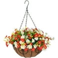thumbnail image 1 of Artificial Hanging Flowers in Basket Outdoor Indoor Patio Lawn Garden Decor Hanging Basket with 12inch Coconut Lining Chain Flowerpot (Red), 1 of 5