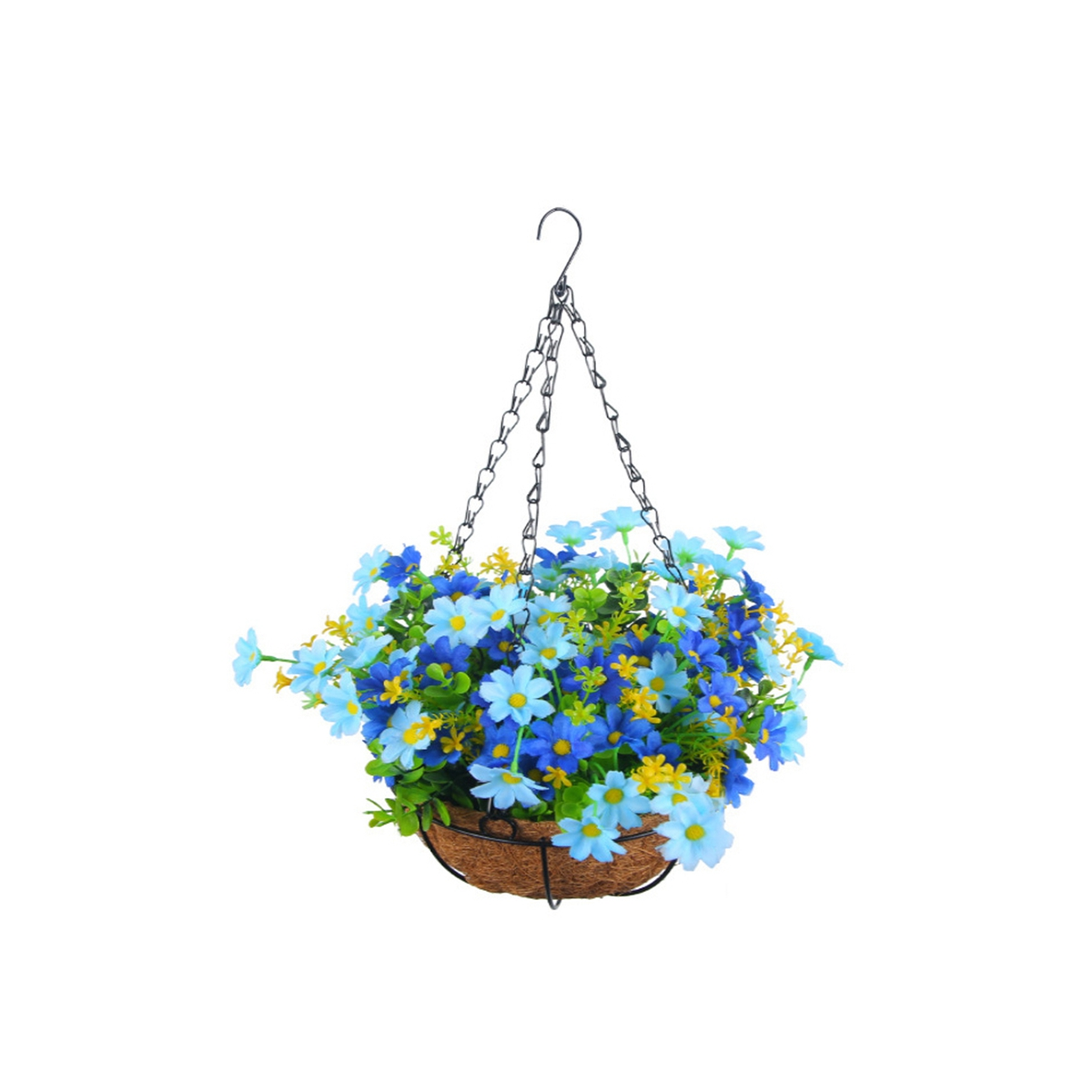 Artificial Hanging Flowers in Basket for Lawn Decor IndoorBlue