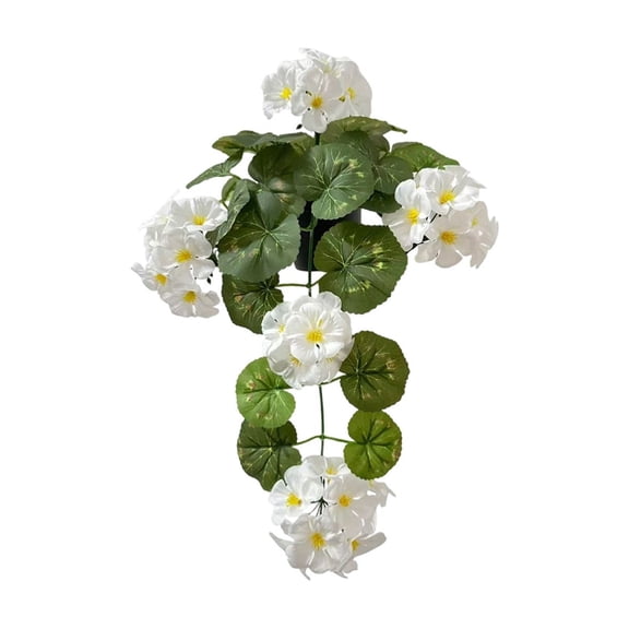 Artificial Hanging Geranium Floral Arrangement with Pot, 16.54 Inch Waterproof Sun-Resistant Fake Plastic Flower for Indoor Outdoor Home Patio, Party and Store Decor
