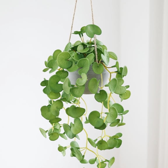 Artificial Hanging Leaf Plant, Soft Rubber Faux Greenery, Wall Basket for Home and Office Decoration