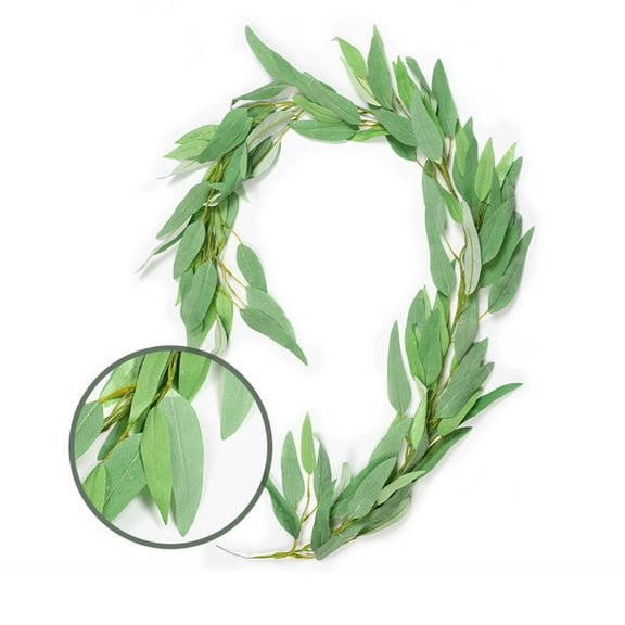 Artificial Hanging Leaves Vines, 5 Ft Willow Leaves Twigs Silk Plant Leaves Garland String in Green for indoor/outdoor Wedding Decor Party Supplies