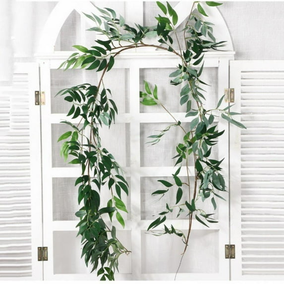 Artificial Hanging Leaves Vines, Fake Willow Leaves Twigs Silk Plant Leaves Garland String for indoor/outdoor Wedding Decor Party Supplies Greenery Crowns Wreath