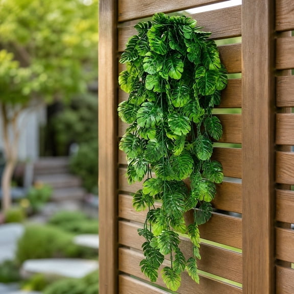 Artificial Hanging Monstera Vines 30.8 Inch Fake Tropical Hanging Plants Wall Decor Split Leaf Greenery for Home Wedding Party Balcony Patio Indoor Outdoor Decoration