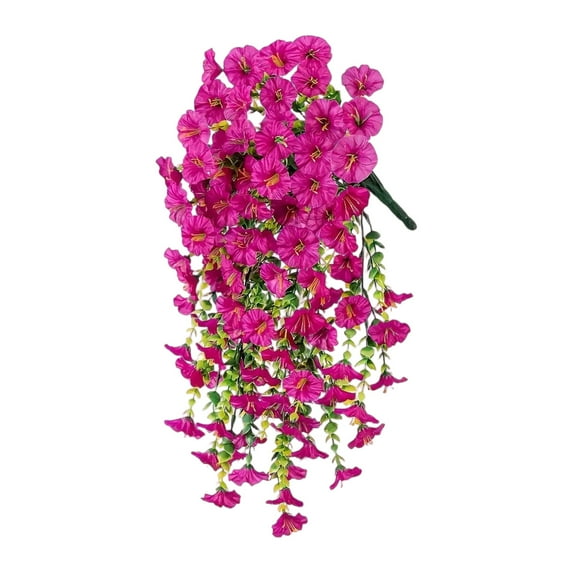 Artificial Hanging Morning Glory Flowers, 2025 New Durable Silk Morning Glory Faux Flowers, Wall Wisteria Hanging Basket Plants for Wedding Corridor Yard Gardens Porches (1, Hot Pink)