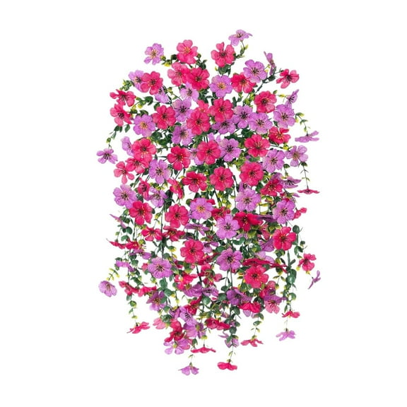 Artificial Fake Hanging Flowers Plants for Outdoor Fall Decoration, Faux Silk Violet Uv Resistant Look Real Trailing Vines for Outside Home Planter Porch Patio Mums Autumn Decor Harlik
