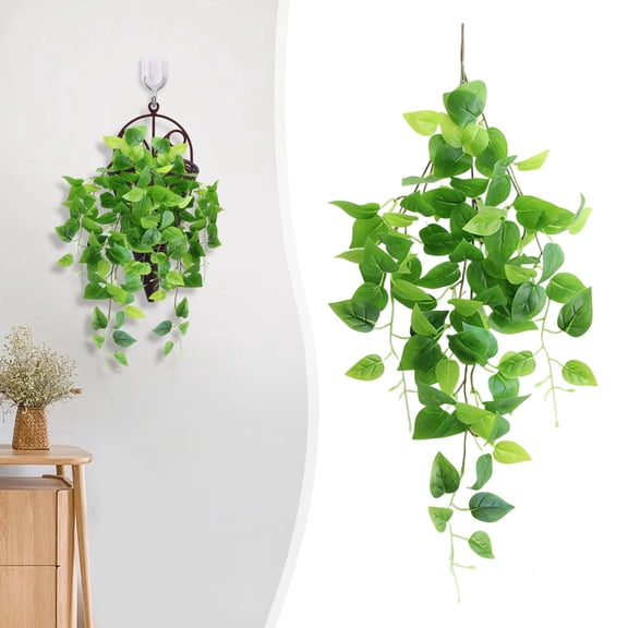 Artificial Hanging Plant A, Souew 70CM Green Vine with Red Maple Leaves, Spring Wall Decor for Home & Balcony, Indoor Greenery Trailing Plant, Multiple Styles Available