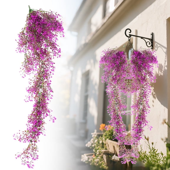 Artificial Hanging Plant Fuchsia Vine 51.18 Inch Long Realistic Greenery with Flexible Wire Stems for Indoor Outdoor Room Wall Decor Wedding and Garden Hanging Basket