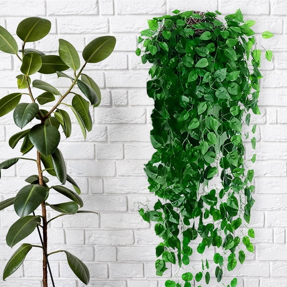 Artificial Hanging Plants 105cm - Faux Begonia Ivy Grape Leaf Wall Décor - Fake Greenery for Home Office Wedding - UV-Resistant Indoor Outdoor Decoration