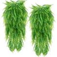 thumbnail image 1 of Artificial Hanging Plants 2pcs Fake Hanging Plant Faux Hanging Ferns Plant Artificial Outdoor Plants UV Resistant Plastic Plants (Green), 1 of 6