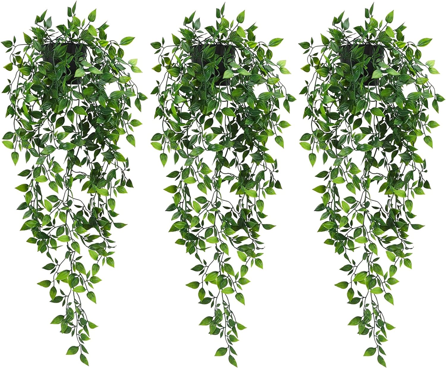 Artificial Hanging Plants,3 Pack Fake Hanging Plants with Pot Indoor Outdoor Fake Ivy Vines