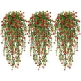 thumbnail image 1 of Artificial Hanging 3-Pack, Eucalyptus Vine Greenery with Flowers for Indoor Outdoor Decor, UV Resistant Hanging for Wall, Garden, Balcony, Wedding & Home Party Decoration, 1 of 6