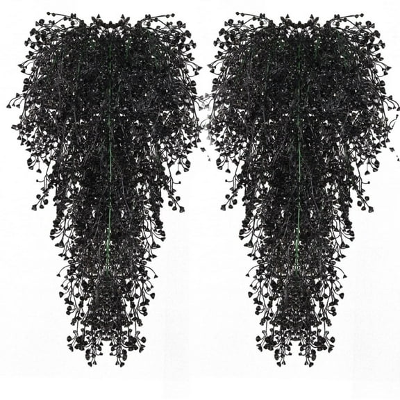 Artificial Hanging Plants 6-In Fake Hanging Plant Faux Ivy Vine Leaves Uv Resistant Plastic Wall Greenery Plants for Indoor Outdoor Home Garden Wedding Jungle Party Patio Office Shelf Decor Black